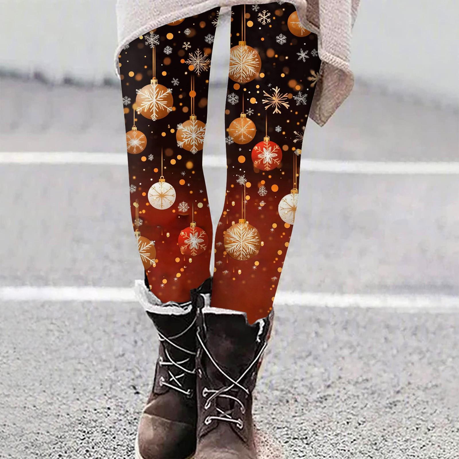 

Женские повседневные уличные брюки с рождественским узором, облегающие эластичные укороченные брюки для йоги XXL