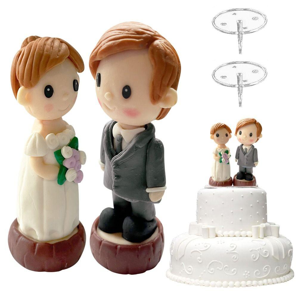 Creative Couple Wedding Cake Topper Elegant Cake Toppers Dolls Bride & Groom Figurines Marry
