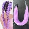 Synthetic 28Inch Long Straight Ponytail Purple DIY Braided Ponytail With Rubber Band Halloween Hair Accessories For Woman