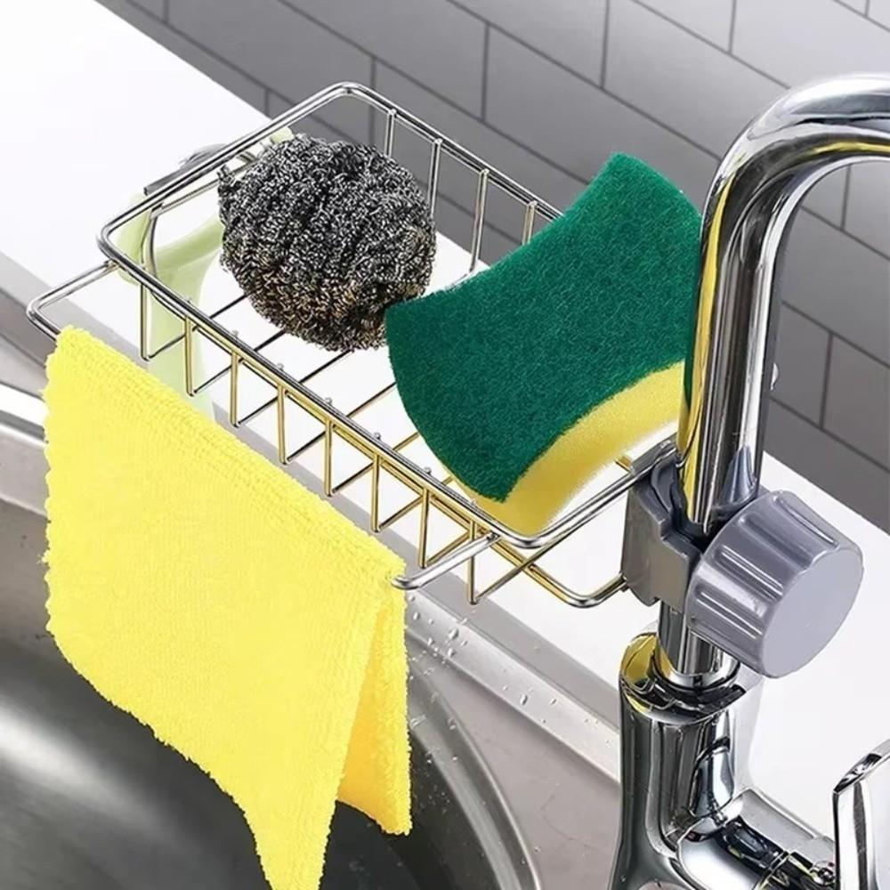 Multi-functional Sink Drain Rack Stainless Steel Storage Function Sponge Storage Rack Drainer Function Kitchen Shelf