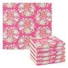 Kitchen Cloth Japanese Style Elegant Floral Pattern Pink Dishcloth Cleaning Absorbent Quick-drying Stain Removal Wipe Set 6 Dish Towel Stylish Car