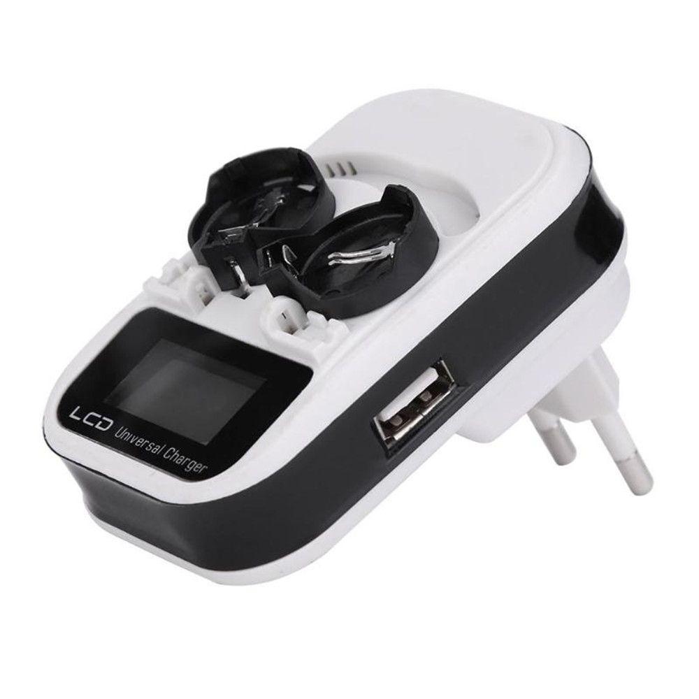 

Intelligent 3.6V LIR2016/LIR2025/LIR2032 2-Slot Button Battery Charger LCD EU Plug