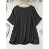 V-neck short-sleeved T-shirt for women, Christmas reindeer, Christmas hat, printed loose top, casual and versatile