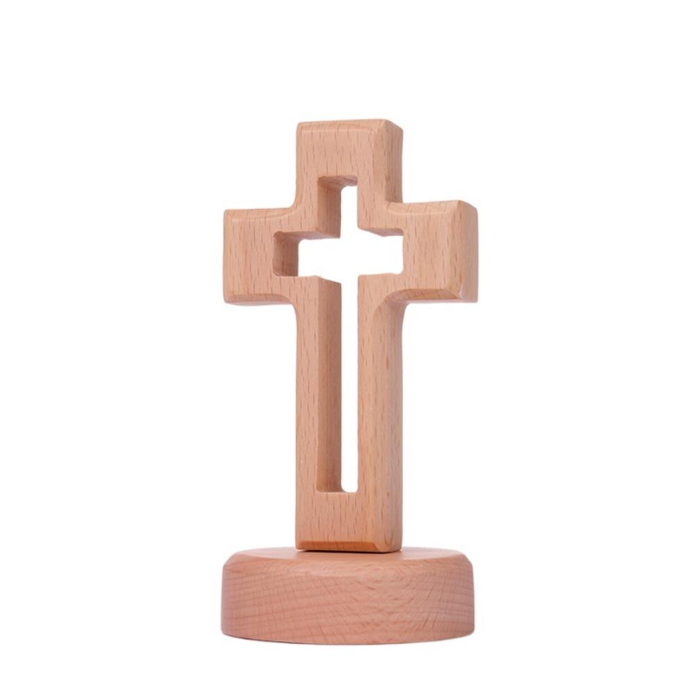 Standing Wooden Crosses Vintage Crucifix Sculpture Art Religious Crosses Ornament  Easters Faith