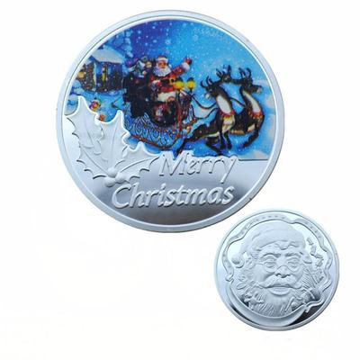 Christmas Colored Commemorative Coins, Santa Claus Commemorative Medals, Christmas Eve Commemorative Silver Coins