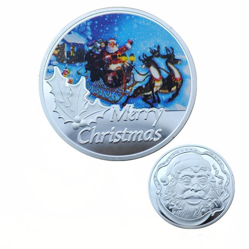 Christmas colored commemorative coins, Santa Claus commemorative medals, Christmas Eve commemorative silver coins