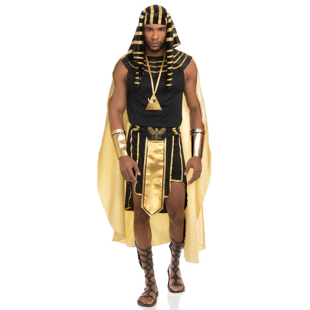 Mens Egyptian Pharaoh Costume Set 7 Pcs King of Egypt King Tut Cosplay Sets Halloween Cosplay Outfits