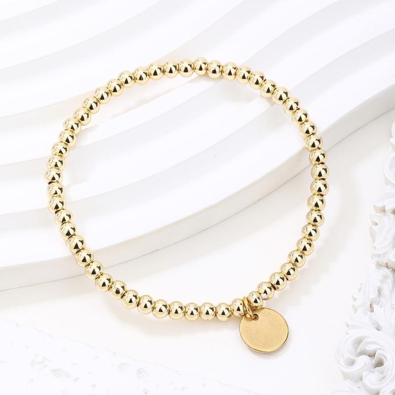 Stainless Steel Elasticized Beaded Jewelry 53 Round Beads Stretchable Design Wristband Formal Casual Accessory