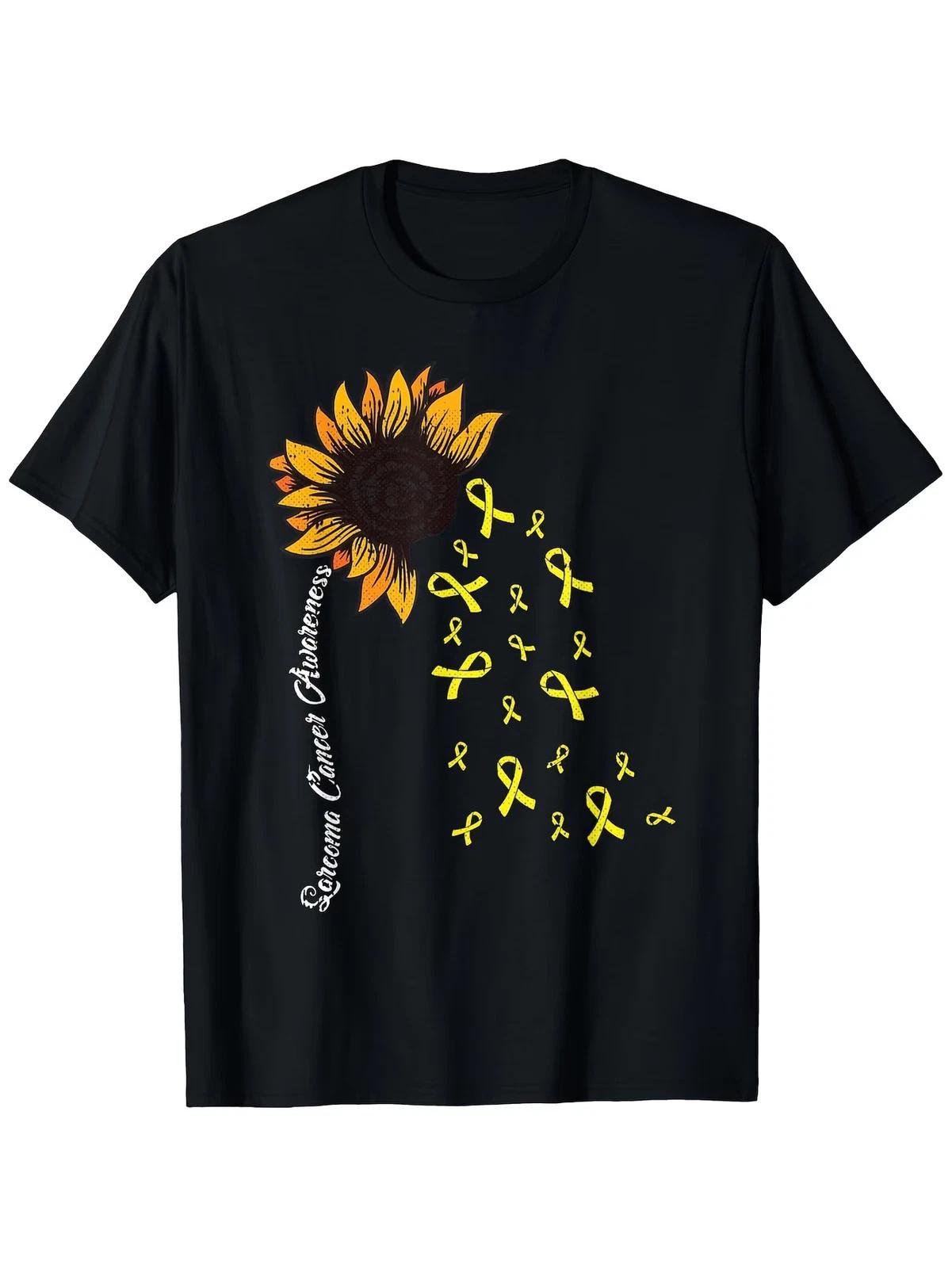 Men S Sarcoma Cancer Awareness Sunflower Warrior T-Shirt - 100% Soft Breathable XL