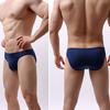 Men Sexy Briefs Mid-rise Ice Silk Thin Translucent Panties Elastic Waistband Solid Color U-Convex Underwear