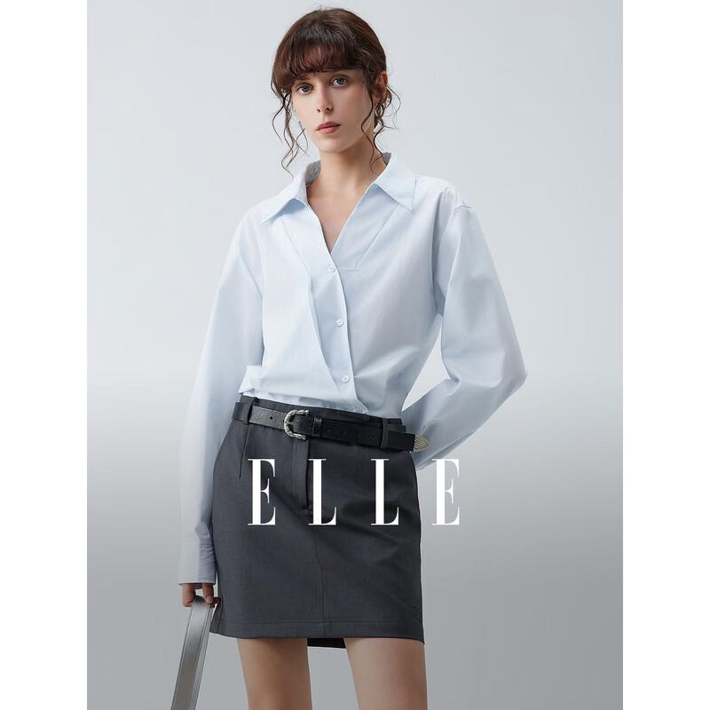 ELLE Women s French Style Patchwork Faux Two-Piece Dress S