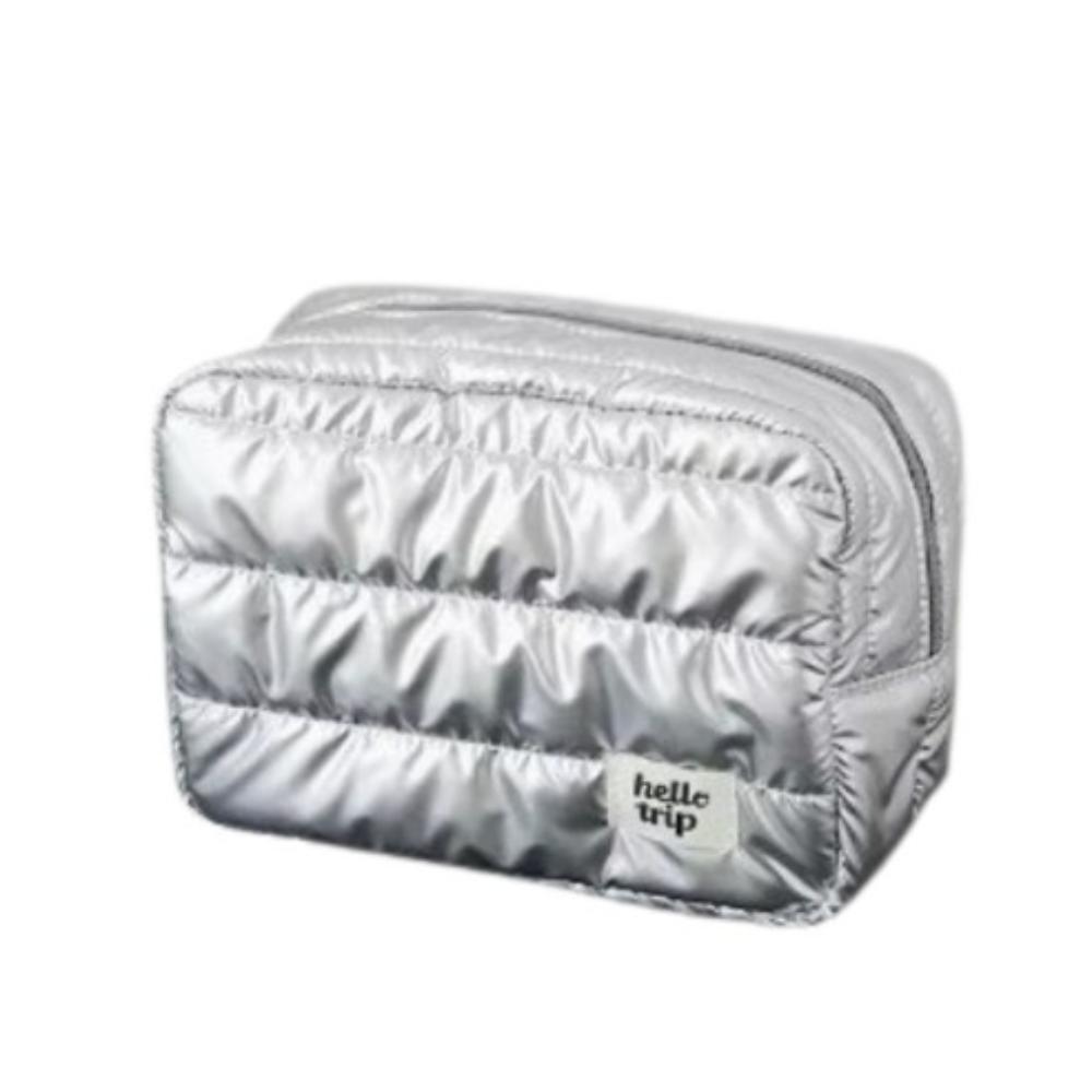 

Waterproof Portable Cosmetics Storage Bag Shock Resistance Travel Toiletry Case Women Silver M