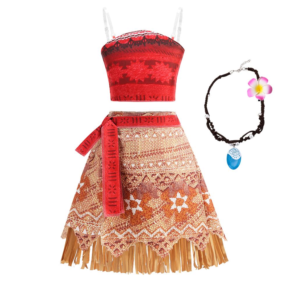 Moana Princess Girls Dress Summer Ocean Adventure Kid New Movie Halloween Cosplay Princess Carnival Vaiana Outfit Costume 100