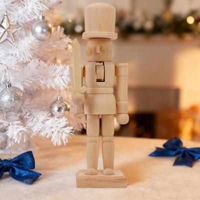 Yousheng 18CM Weihnachten Holz Unfertig Nussknacker Figur DIY Roh Unbemalt Soldatenfigur Festival Feiertagsparty Ornament Dekoration