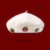 Cute Woolen Christmas Beret Hat Solid Color Windproof Beanie Cap Thick Warm Christmas Gift Xmas Dress Up Bonnets