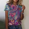 Zomer Casual Vintage Dames T-shirts Dames 3D Print Vlinder Ronde Hals T-shirt Dames Mode Los Kort Gebreide Mouw