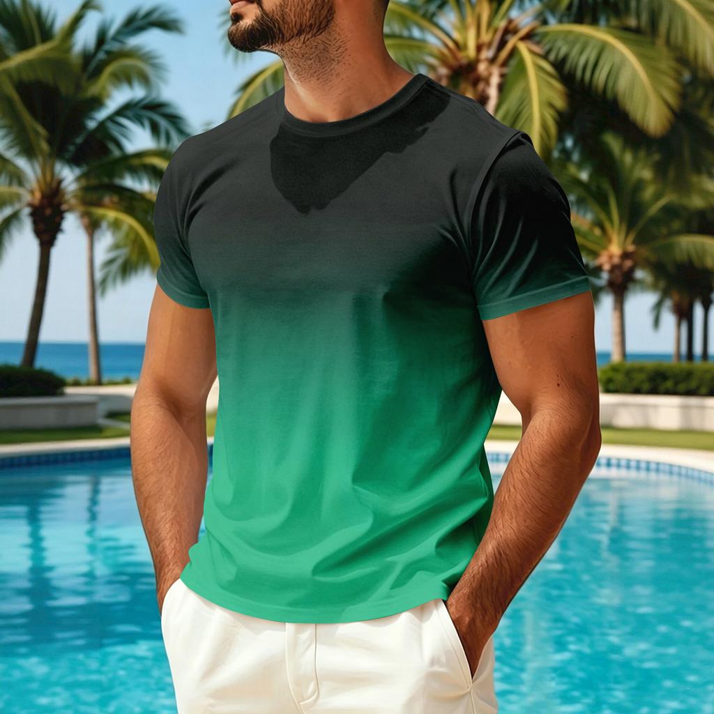 Men's Summer Crew Neck T-Shirt Quick Dry Breathable Lightweight Casual Short Sleeve Shirt for Outdoor Activities and Sun Protection