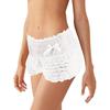 Men Sexy High Waist Underwear Mesh Lace Shorts Panties with Bowknot Decor Solid