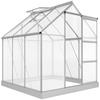6 X 6ft Walk-In Greenhouse, Polycarbonate Greenhouse with Sliding Door, Window, Aluminium Frame, Foundation, Silver