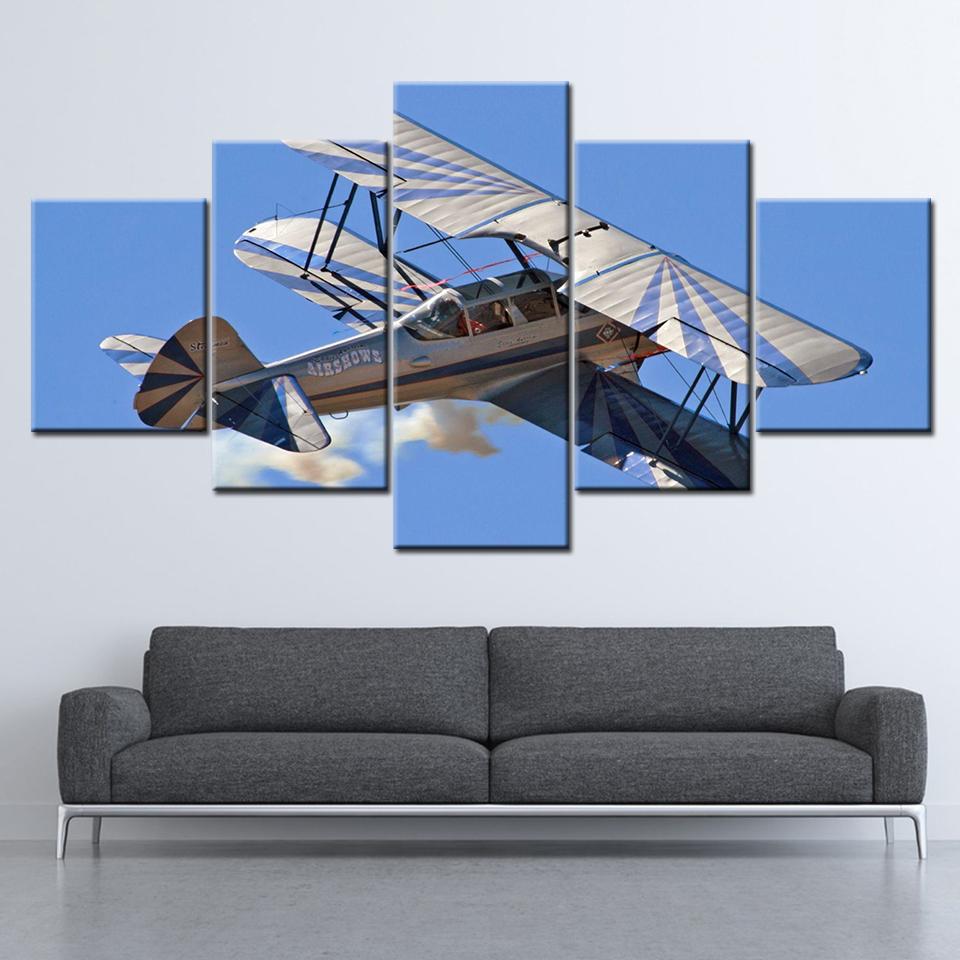 

Canvas Painting HD 777 Aircraft Biplane 5 Pieces Wall Art Painting Modular Wallpapers Poster Print for living room Home Decor 20x35 20x45 20x55cm