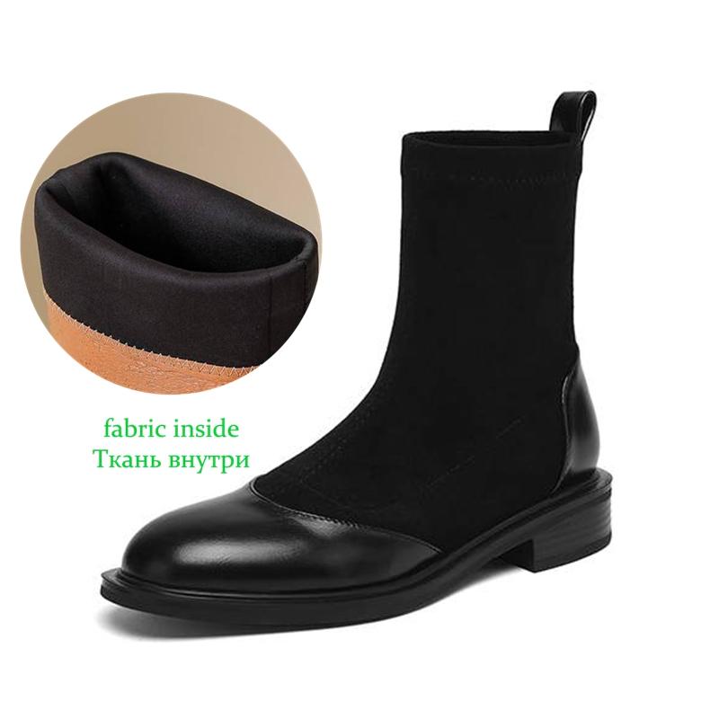 Krazing Po Microfibră Flock Iarnă Vârf Rotund Mărimea 33 Ghete Chelsea Mărimea 43 Fermoar Calitate Înaltă Tocuri Joase Botine
