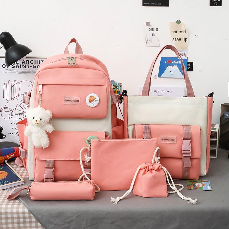 Stylish Korean Style Backpack Set for School: Large Capacity Fashion Shoulder Bag for Girls