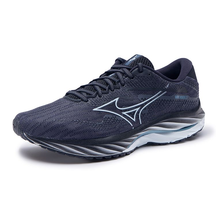 Mizuno Wave Rider 27 Trendy Comfortable Shock Absorption Durable Breathable Low-Top Casual Running Shoes Men Sneaker Blue Black J1GC230302