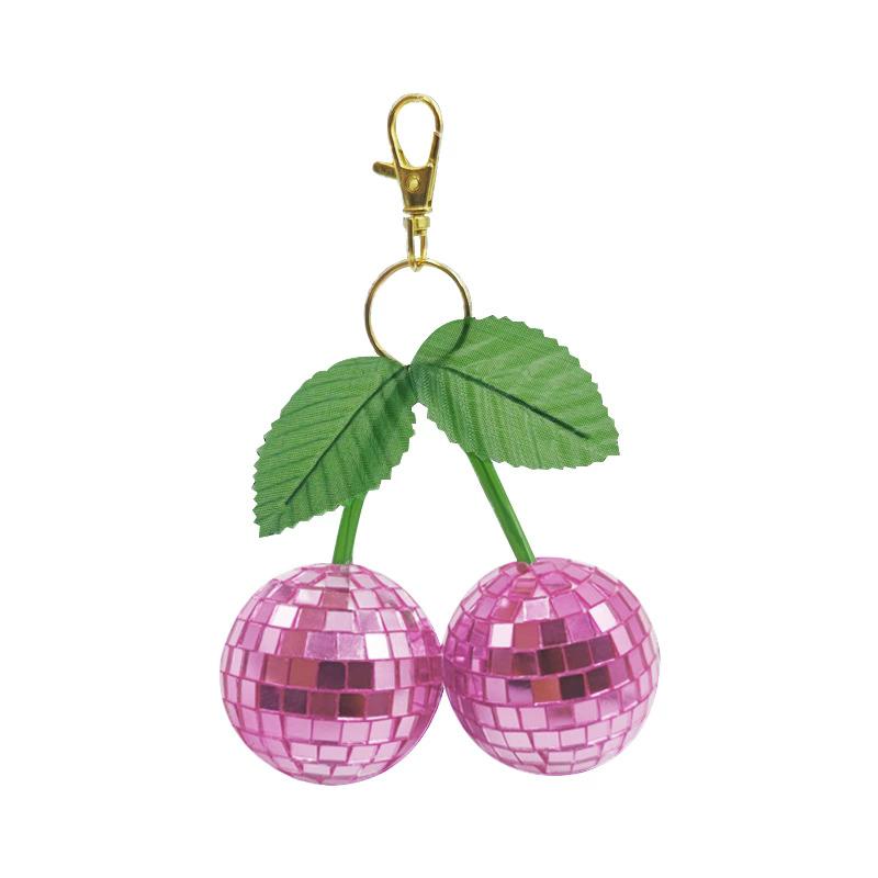 WTEMPO Wedding Pink Red Cherry Disco Balls Keychains DIY Bags Backpacks Hanging Pendents Door Key Car Key Keychains Decorations