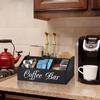 Multi-compartment Countertop Coffee Bar Organizer Wooden Tea Bag Basket Coffee Storage Box  Kitchen