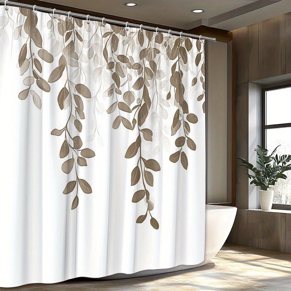 1 Beige And Brown Cascading Leaves Shower Curtain - Soft Grey Tones, Tranquil Natural Beauty Polyester Shower Curtain