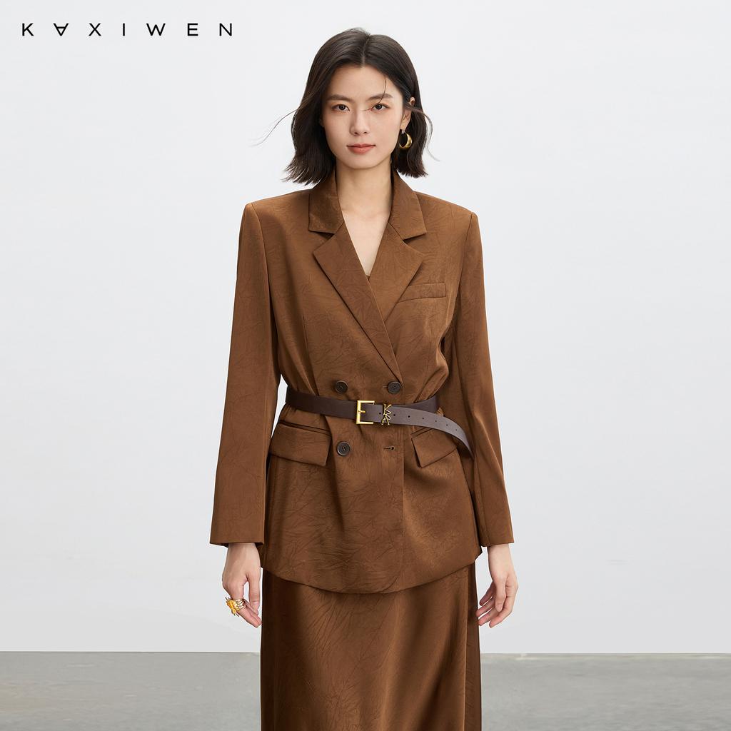 Qianwen Fashion Versatile Suit 2025 Autumn New Collection Simple Commuter Irregular Texture Embossed Solid Color Coat
