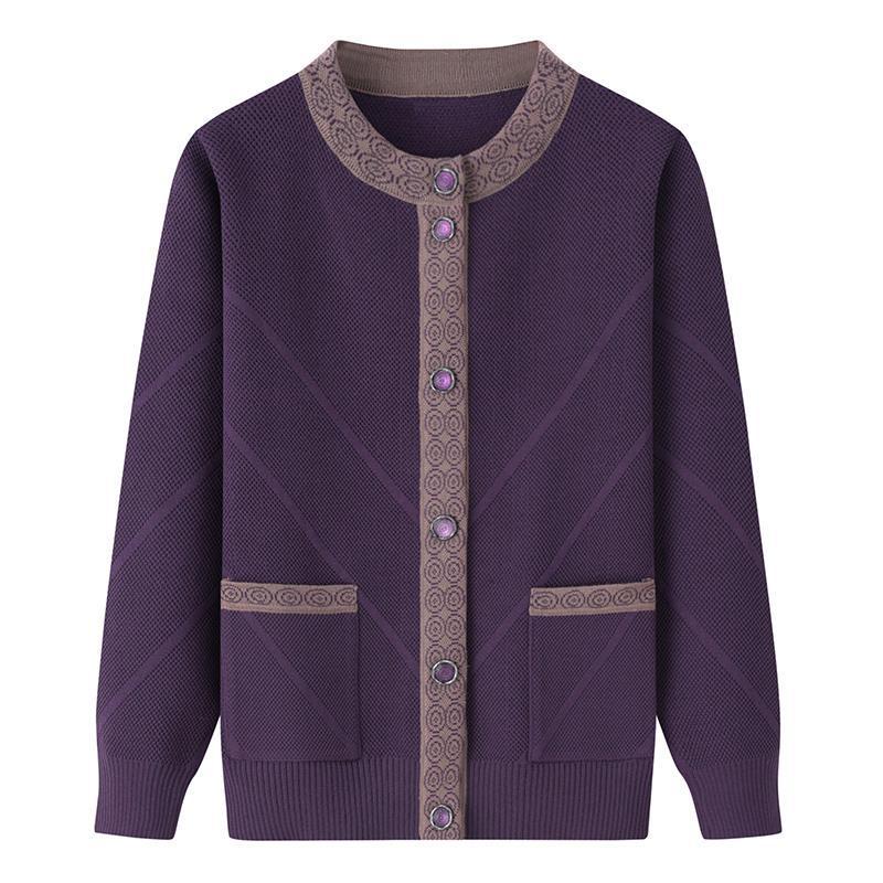 

Women s Plus Velvet Cardigan - Thickened Spring & Autumn Jacket for Middle-aged and Elderly XL (90-105 jin)