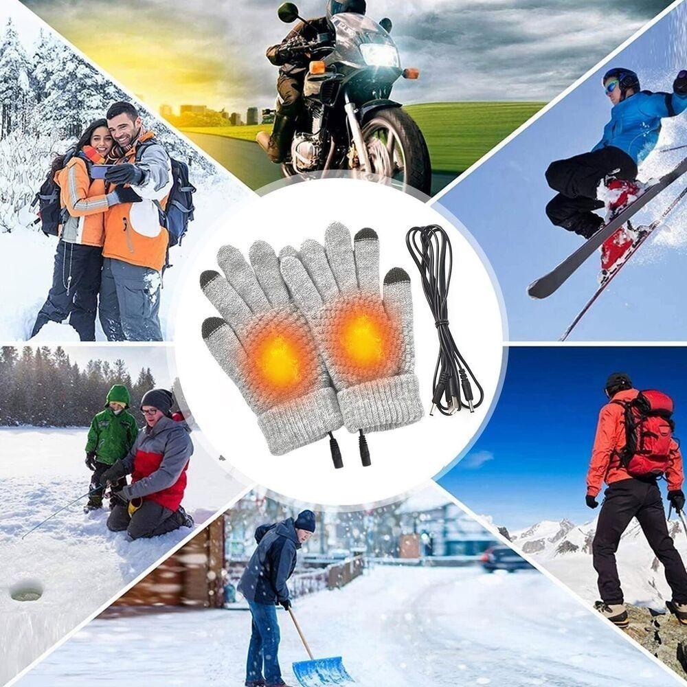 Thickened Touch Screen Knitted Gloves Full Finger Warmer Winter Electric Mitten Heated Gloves