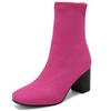 Green Women's Ankle Boots 2025 Autumn Winter Block Heels Short Socks Boot Black Pink Blue Party Shoes Female Large Size 48