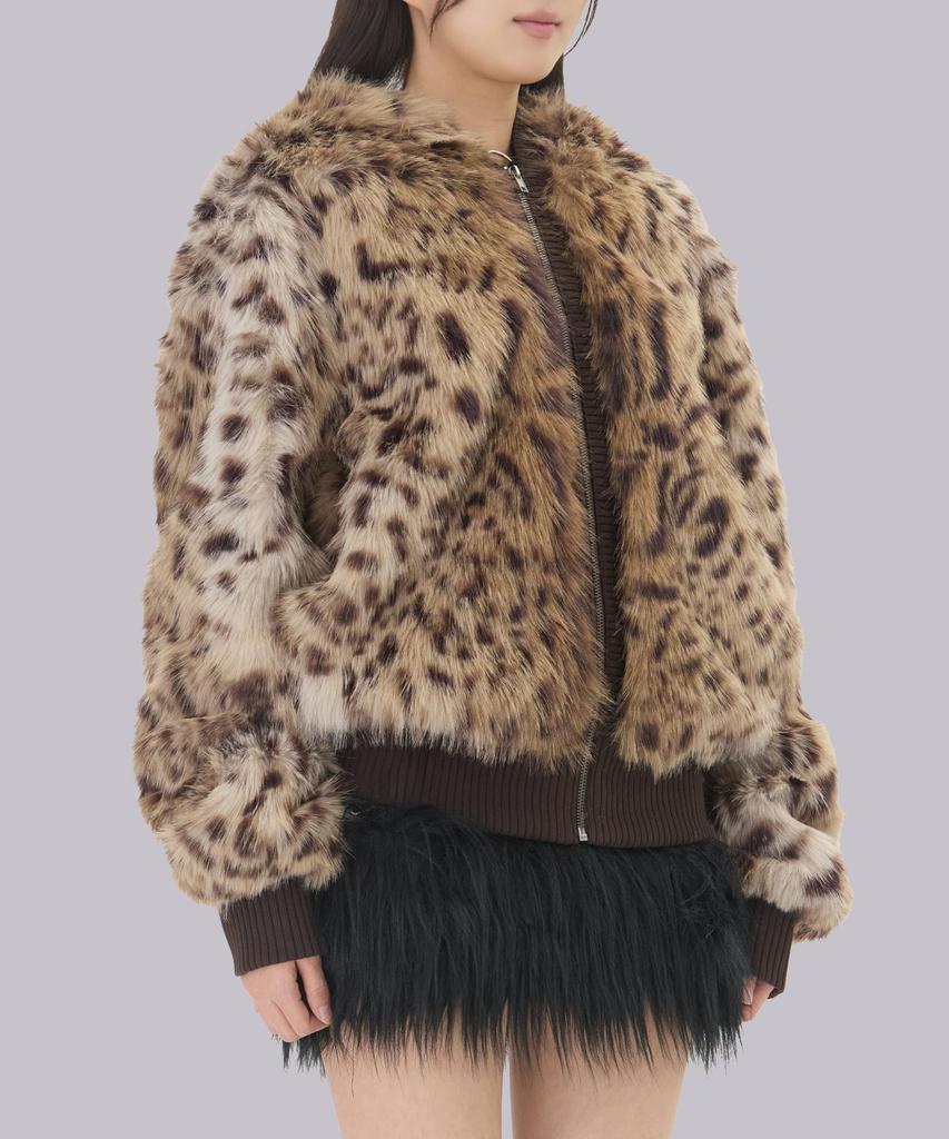 Jaded London (U) Bear Leopard Faux Fur Jacket Brown