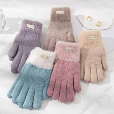 Knitted Gloves Men Women Gloves Autumn Winter Warm Gloves Cycling Driving Gloves Touch Screen Short Mittens All Finger Gloves