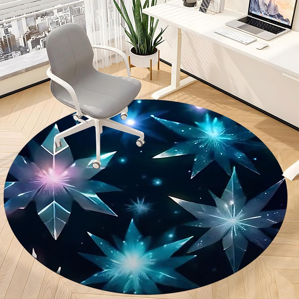 1pc Crystal Flowers Office Round Rug, Non-slip, Soft and Durable Office Rug for Interior Decoration, Perfect for Office,Decoration yy260204054