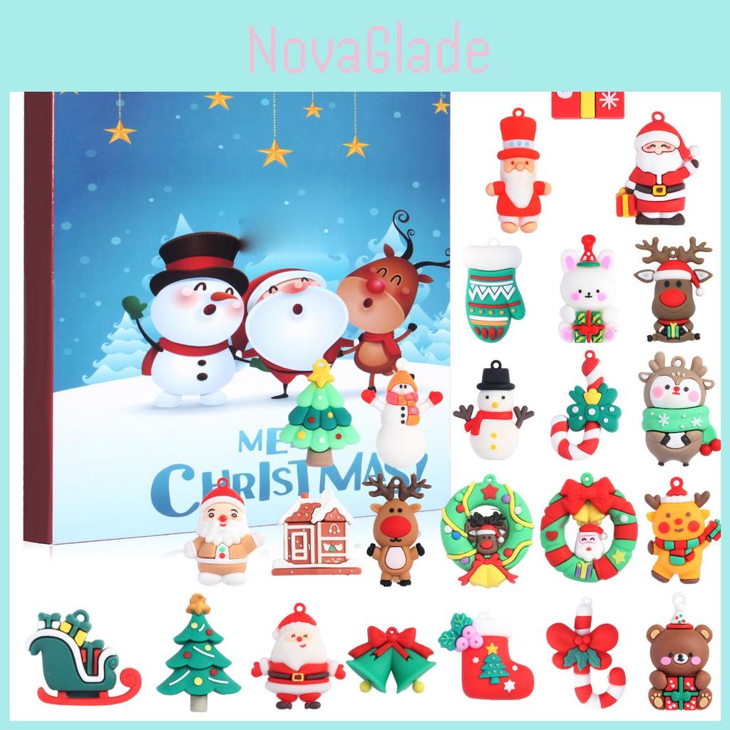 Christmas Countdown Calendar Pvc 3d Figures Hanging Set For Holiday Decor And Gift Giving
