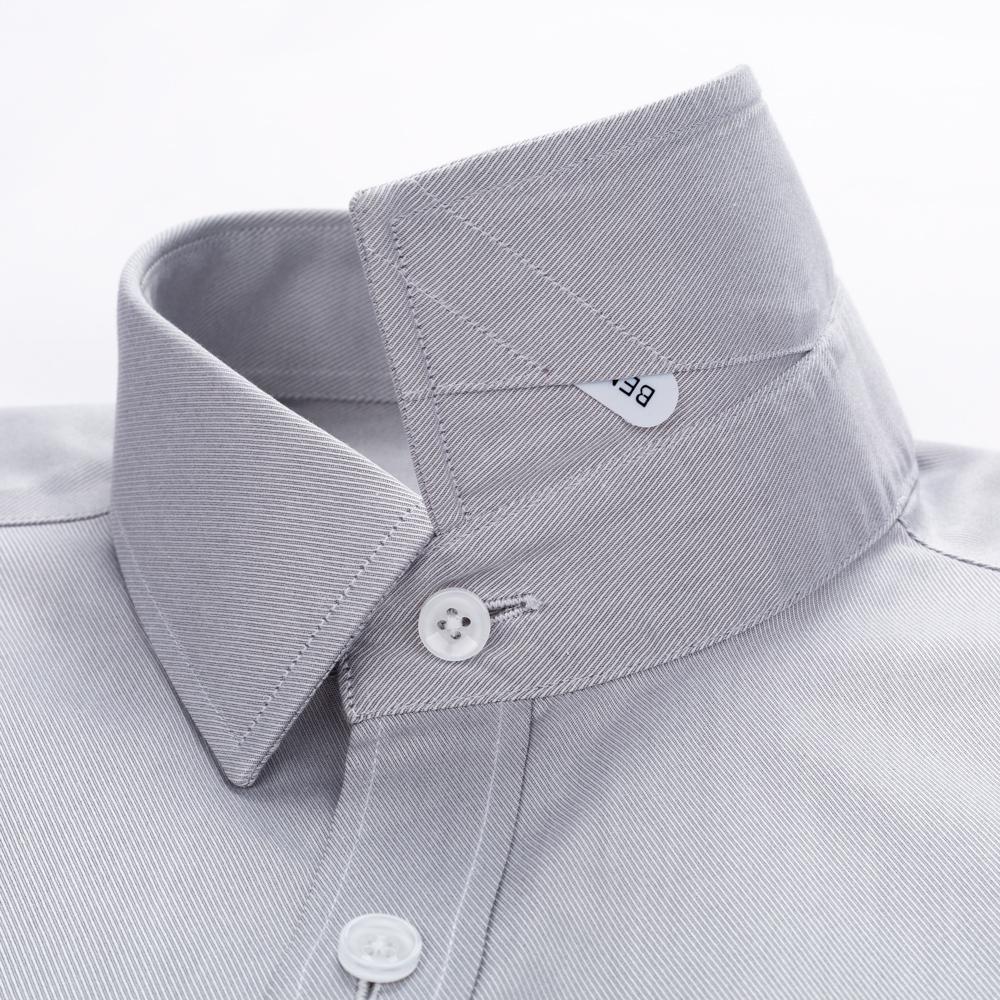 Men's Premium Pure Cotton Wrinkle-Free Long Sleeve Solid Dress Shirts with Hidden Button Spread Collar for Business Casual Wear