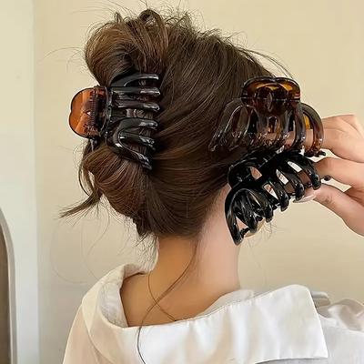 Elegante große Haarspange Transparente Farbe Minimalistisch Schlicht Hai-Klammer Haarschmuck für dickes Haar