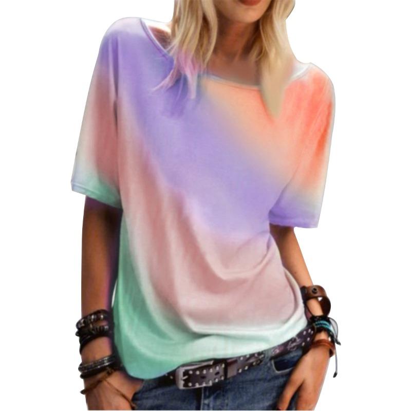 BITCED Blusas y Camisas Casuales de Moda para Mujer de Manga Corta con Cuello Redondo