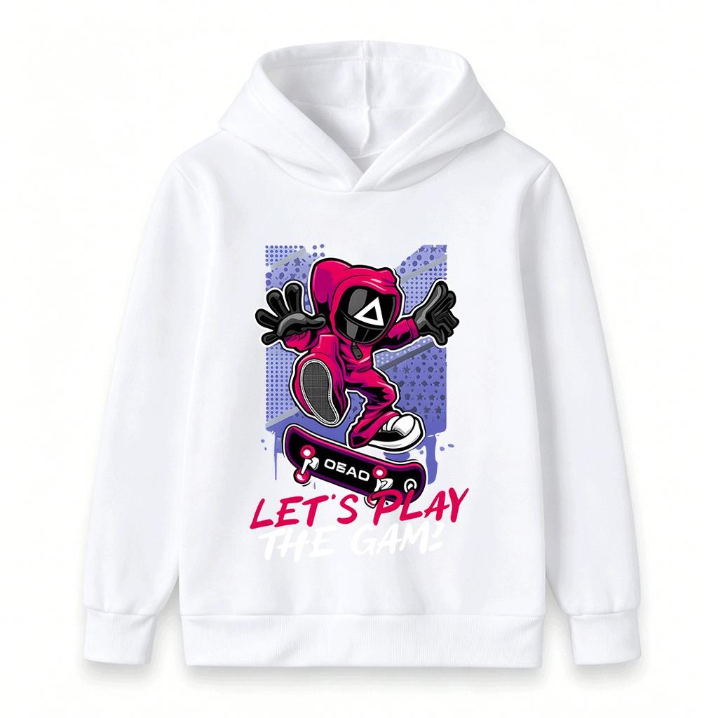 Kids Boys Girls Hoodie, Cool Skateboard Game Character Printed Long Sleeve Pullover Sweatshirt for Casual Daily Wear