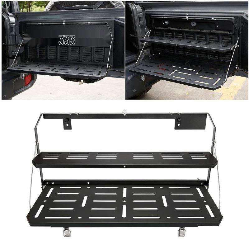 

Багажник на заднюю дверь Wrangler JL 18+: Двухслойный складной металлический стол для модификаций No Size Specified чёрный