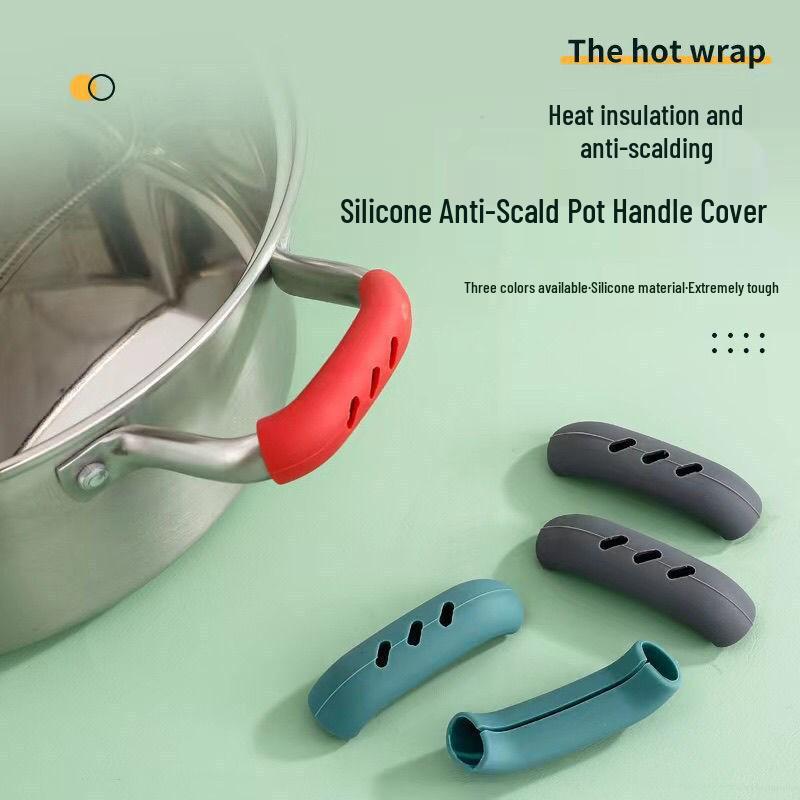 Silicone Heat-Resistant Casserole Handle and Steamer Lid Cover with Anti-Scald Gloves