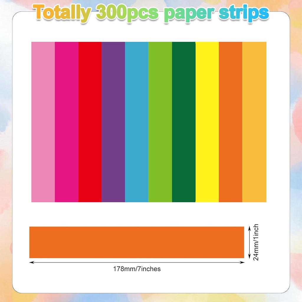 Morcheiong 300 Paper Cha Bright Color Paper Strips for Crafting DIY and Party Decorations