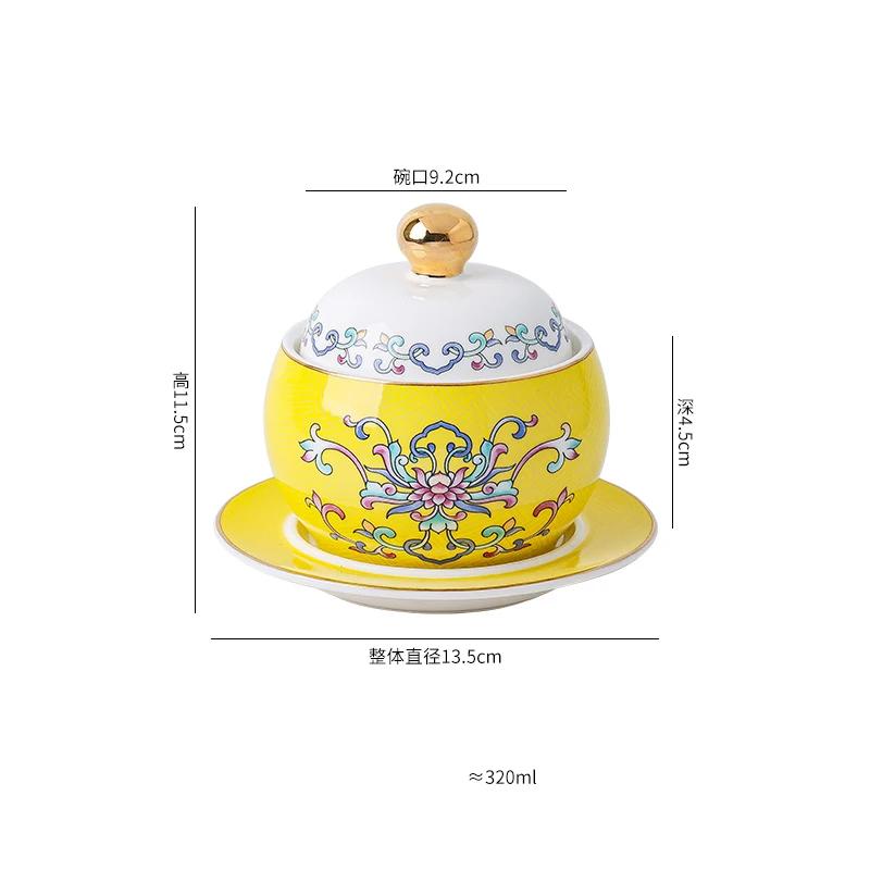 Retro Court Style Ceramic Soup Bowl Light Luxury Restaurant Dessert Yogurt Cup Delicious Dishes Soup Bowls Household Tableware