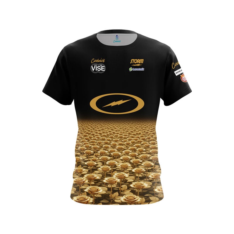 Nuova Maglia da Bowling Coolwick Storm da Uomo Logo Fulmine Nero Manica Corta T-Shirt Tecnica per Giocatori Professionisti, Fan, Sportivi Casual