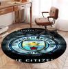 Manchester City FC Pattern Round Rug, Indoor/Outdoor Mat, for Picnic, Gameroom, Bedroom, Office, Living Room, Home Decor Carpet, Birthday Gift