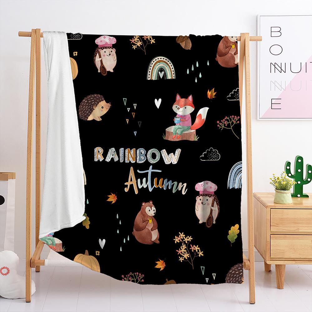 Blanket Flannel Blanket Thanksgiving Pumpkin Fox 2D Digital Printing Blanket Blanket
