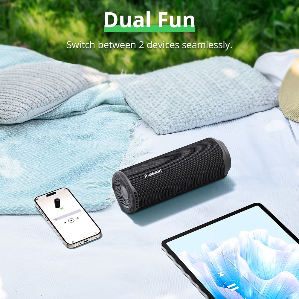Tronsmart T8 Bluetooth-Lautsprecher 40W, 360°-Sound IPX7 Wasserdicht, 18H Spielzeit, APP-Steuerung EQ & Licht, TWS-Kopplung, Outdoor Tragbar